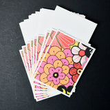 Pink + Orange Illustrated Floral Cards with Envelopes - 10 Sets