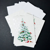 Christmas Tree with Cardinals Cards with Envelopes - 18 Sets