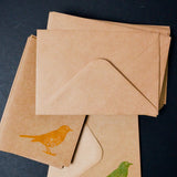 Bird Stamped Craft Paper Cards with Envelopes - 18 Sets