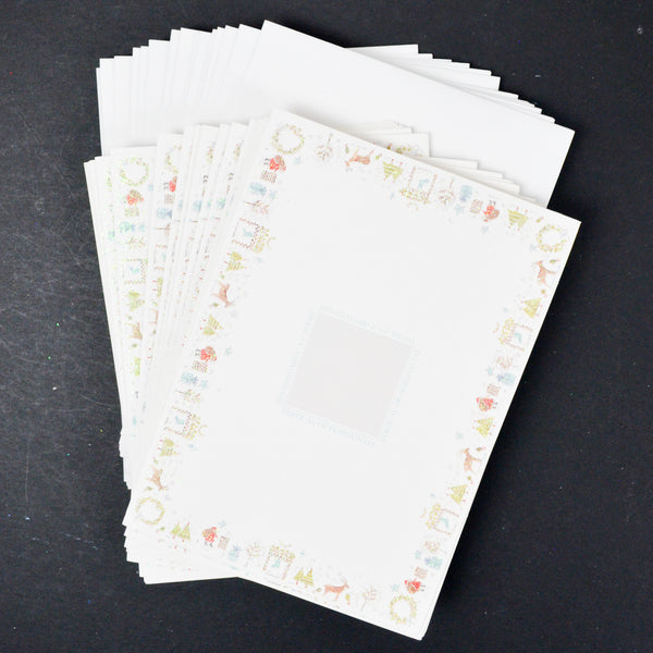 Glittery Christmas Cards with Envelopes - 16 Sets