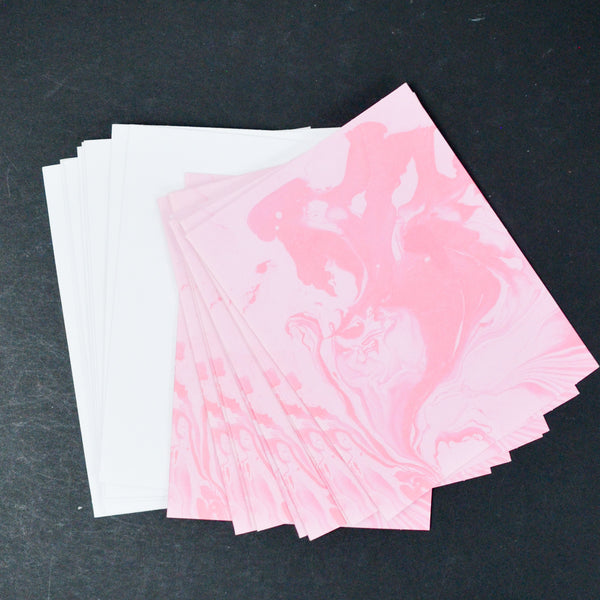 Pink Marbled Cards with Envelopes - 9 Sets