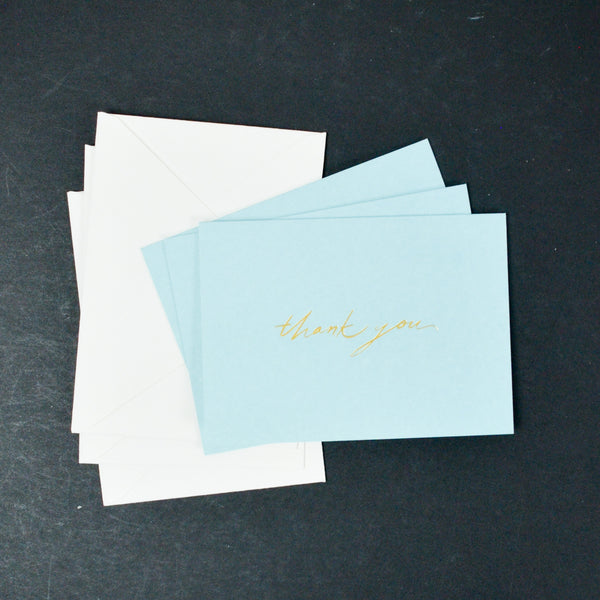 Blue + Gold Thank You Cards with Envelopes - 3 Sets