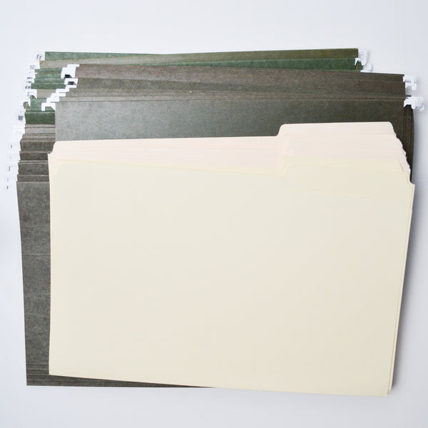 Standard Green Legal Size Hanging + Manila File Folders Bundle