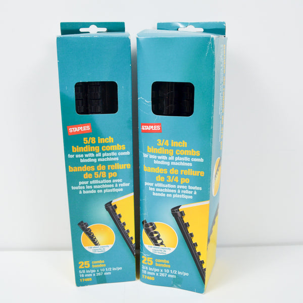 Staples Black Plastic Binding Combs - Assorted Sizes