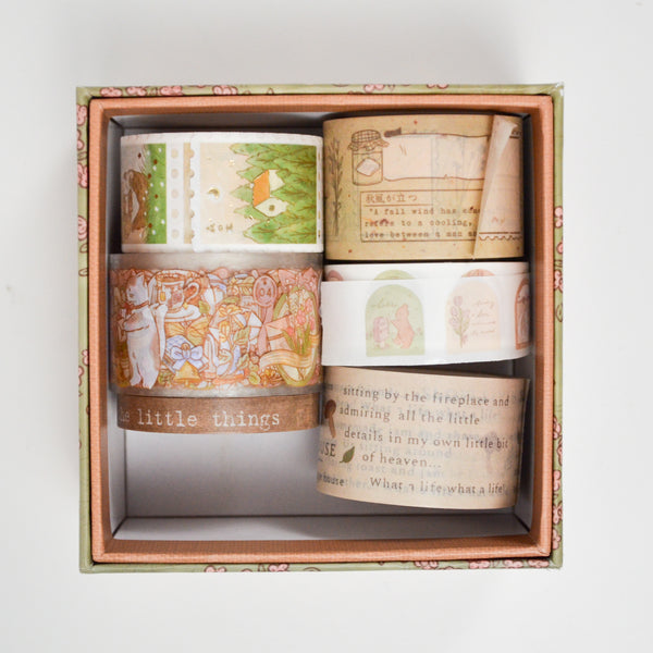 Tsuki Cottage Friends Washi Tape Set - 6 Rolls