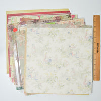 Green + Floral Patterned Scrapbook Paper Bundle
