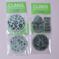 Hero Arts Clings Winter + Holiday Large Cling Stamps - Bundle of 4