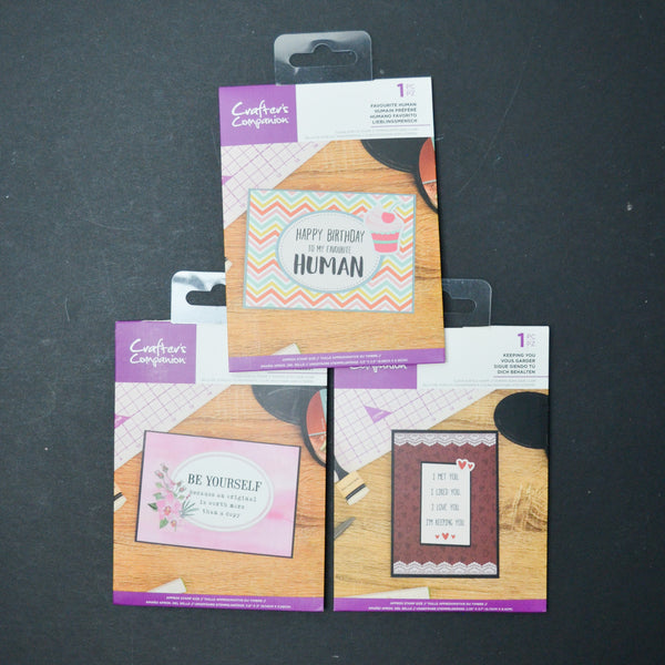 Crafter's Companion Clear Acrylic Greeting Card Stamps - Set of 3