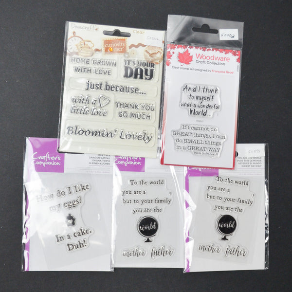 Clear Acrylic Quotes + Sayings Stamp Bundle - Set of 5