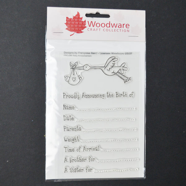 Woodware Craft Collection Birth Announcement Clear Acrylic Stamps