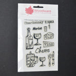Woodware Craft Collection Wine + Cheese Themed Clear Acrylic Stamps