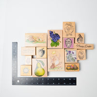 Easter, Rabbits + Fruits Rubber Stamps - Bundle of 15