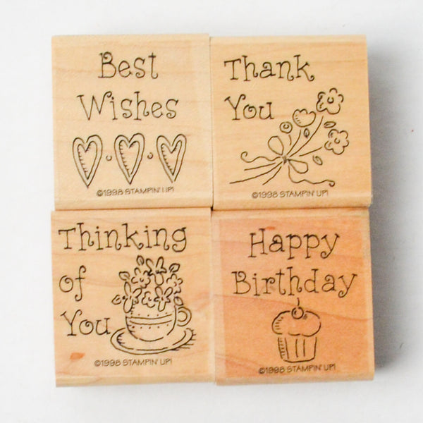Stampin' Up! Simple Wishes Rubber Stamps - Set of 4