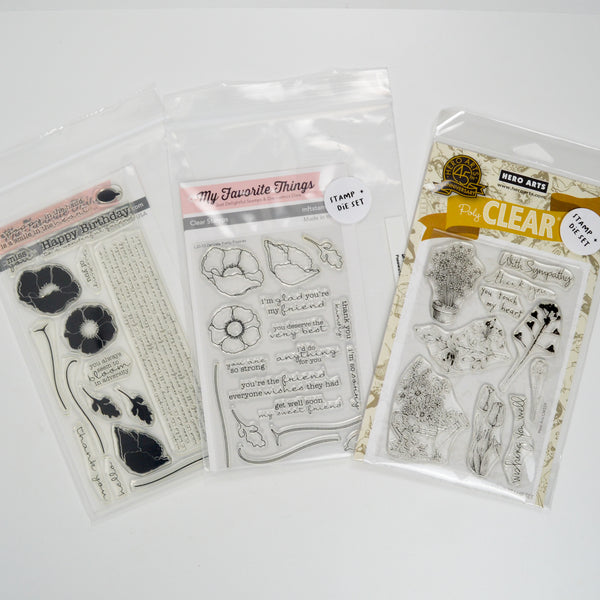 Hero Arts Floral Sentiments + My Favorite Things Poppies Stamp and Die Sets