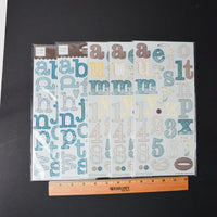Blue Patterned Chipboard Alphabet Sticker Bundle