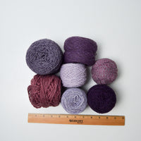 Purple Wool + Natural Fiber Yarn Bundle - 7 Skeins