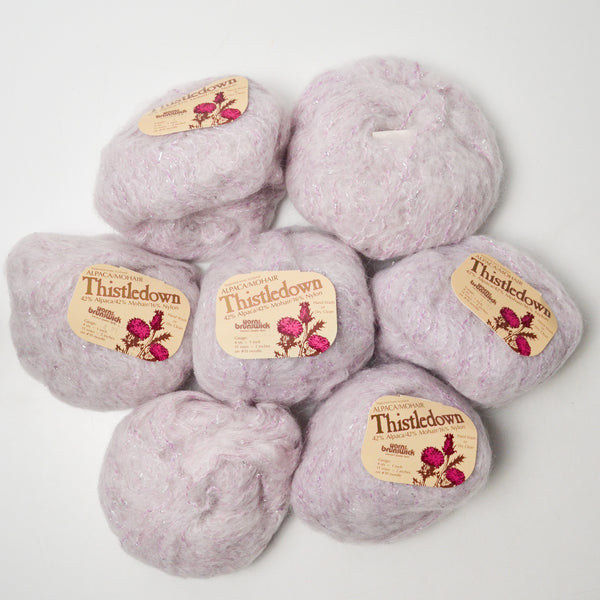 Pastel Purple Thistledown Glittery Alpaca Blend Yarn - 7 Balls