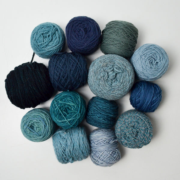 Blue Wool + Natural Fiber Yarn Bundle