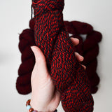 Red + Black Plied Wool Yarn - 7 Skeins