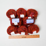 Red + Gold Metallic Berroco Lavish Fuzzy Novelty Yarn - 8 Skeins