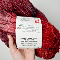 Sparkly Pink + Red Cherry Tree Hill Wool Boucle Yarn - 1 Ball