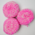 Neon Pink + White Marled Carlines Designs Hand Spun Wool Yarn - 3 Balls