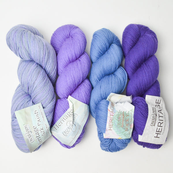 Purple Cascade Yarns Heritage, Heritage Silk Paints + Heritage Sock Yarn - 4 Skeins