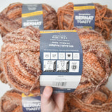 Brown Variegated Bernat Toasty Acrylic Blend Yarn - 6 Skeins