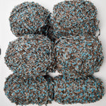 Brown + Blue Textured Boucle Yarn - 6 Balls