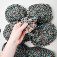 Brown + Blue Textured Boucle Yarn - 6 Balls