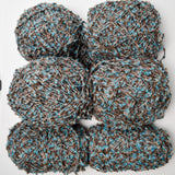 Brown + Blue Textured Boucle Yarn - 6 Balls