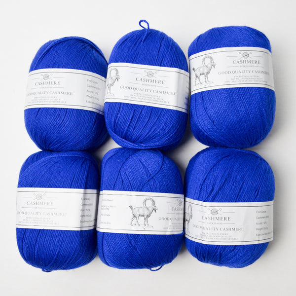 Royal Blue Cashmere + Acrylic Blend Yarn  - 6 Balls