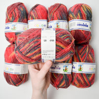 Red, Yellow + Black Filati Cervinia Caprice Color Acrylic Yarn - 8 Skeins
