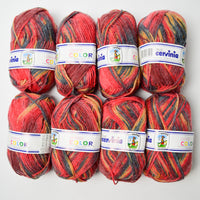 Red, Yellow + Black Filati Cervinia Caprice Color Acrylic Yarn - 8 Skeins