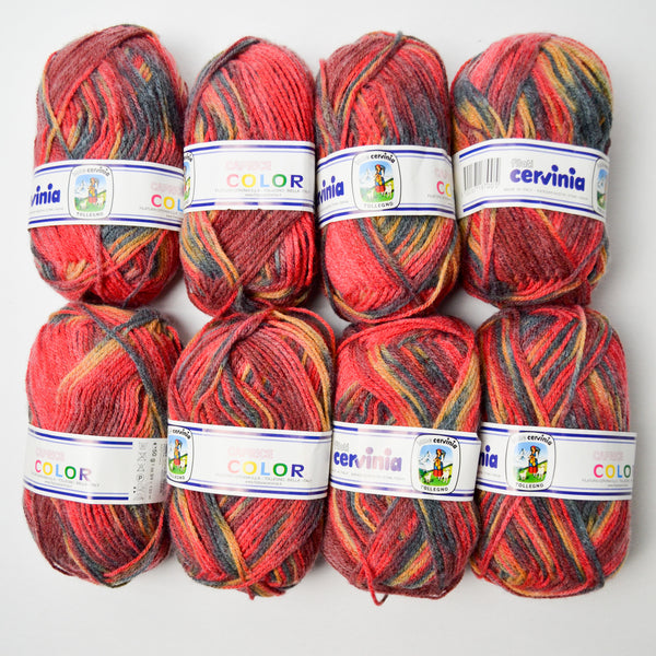 Red, Yellow + Black Filati Cervinia Caprice Color Acrylic Yarn - 8 Skeins
