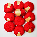 Red Merino Wool Yarn - 10 Balls