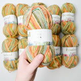 Green + Orange Festival Rose Acrylic + Wool Blend Yarn - 10 Skeins