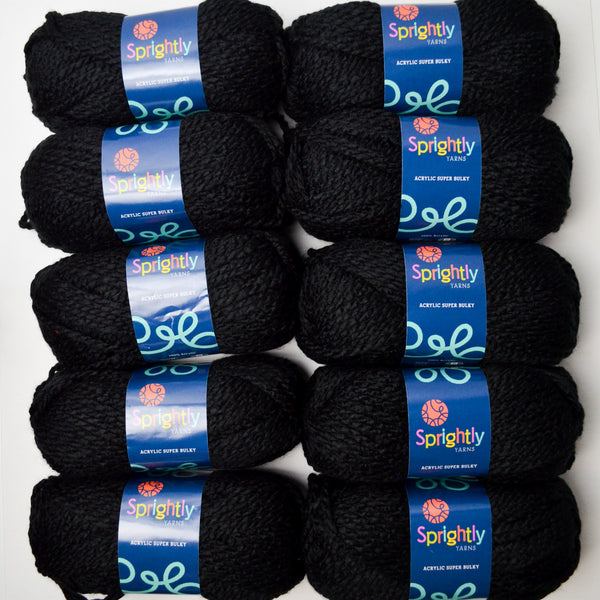 Black Sprightly Yarns Acrylic Super Bulky Yarn - 10 Skeins