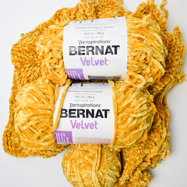 Yellow Yarnspirations Bernat Velvet Yarn - 2 Full Skeins plus Partial Project
