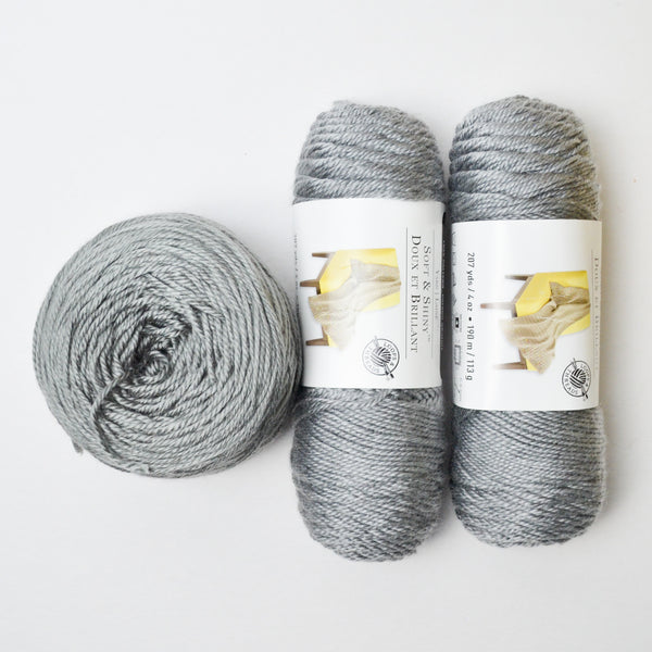 Gray Soft + Shiny Acrylic Yarn - 3 Skeins