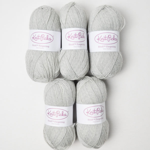 Gray Knit Picks Stroll Fingering Superwash Merino Wool + Nylon Yarn - 5 Skeins