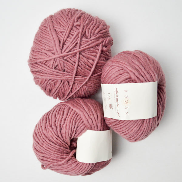Dusty Rose Rowan Softest Merino Wool Yarn - 3 Balls