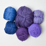 Blue + Purple Wool and Natural Fiber Yarn Bundle - 6 Balls