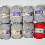 Gray + Red Vintage Sugar 'n Cream Cotton Yarn - 8 Skeins