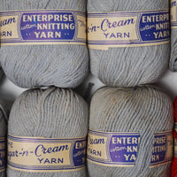 Gray + Red Vintage Sugar 'n Cream Cotton Yarn - 8 Skeins