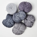 Gray Wool + Natural Fiber Yarn Bundle - 6 Balls