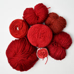 Red Wool + Natural Fiber Yarn Bundle - 7 Balls