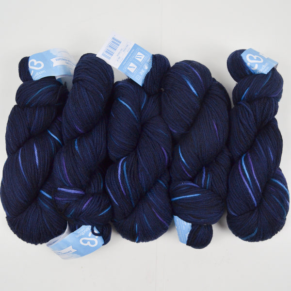Navy Blue Cloudborn Fibers Superwash Merino Worsted Twist Splash - 5 Skeins
