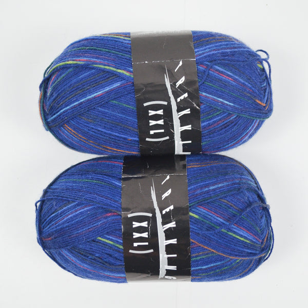 Royal Blue + Multicolor Trekking XXL New Wool + Nylon Yarn - 2 Skeins