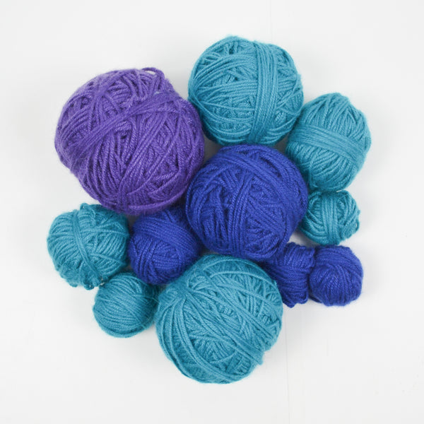 Assorted Purple, Blue + Teal Yarn Bundle